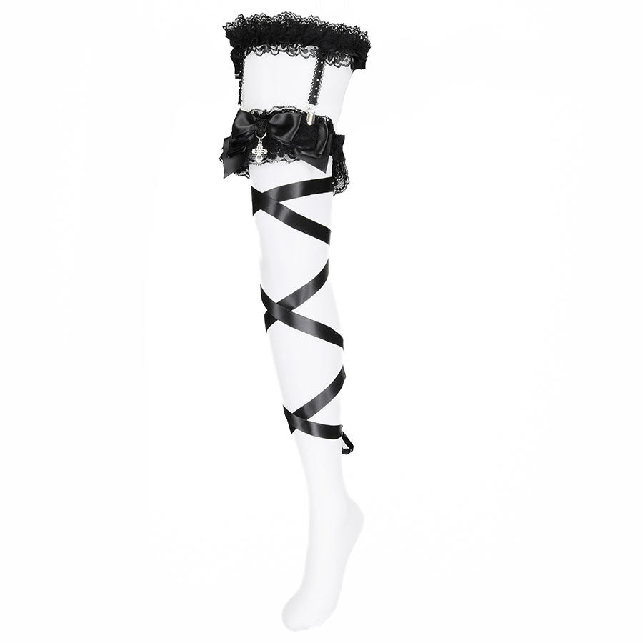 RIBBON HOLLIC WRAP AROUND LEG HARNESS (BLACK)