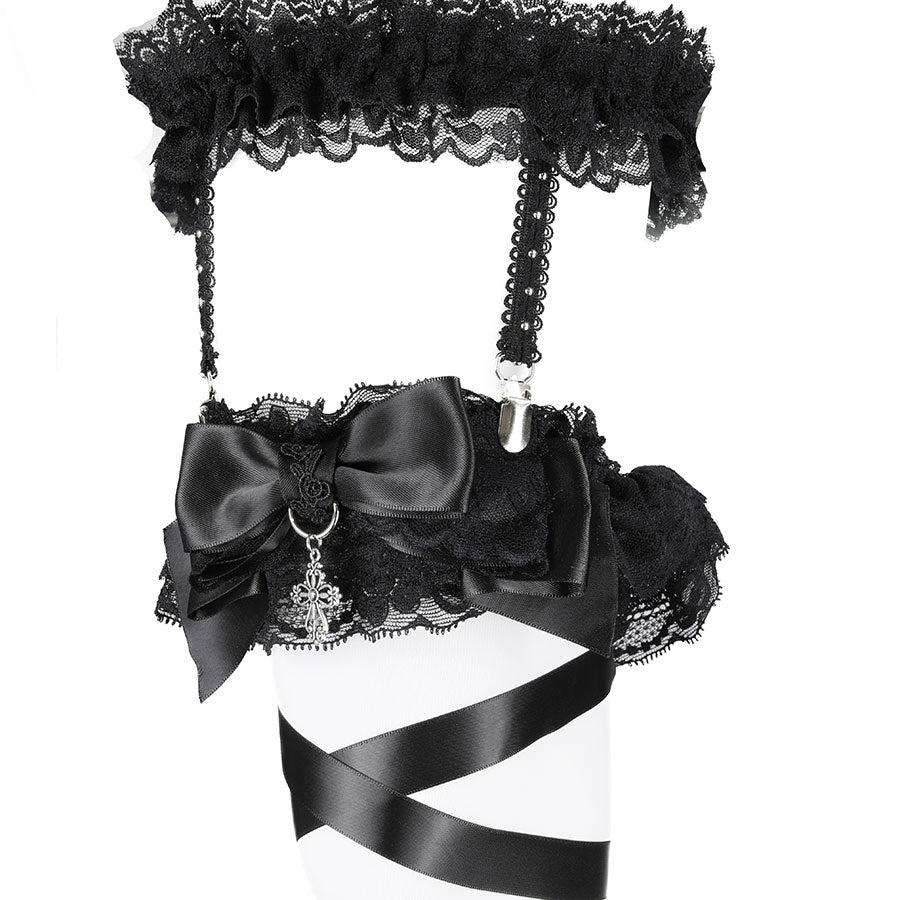 RIBBON HOLLIC WRAP AROUND LEG HARNESS (BLACK)