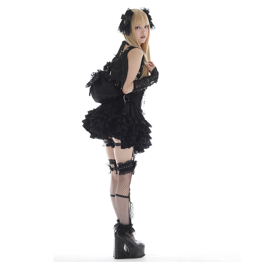 TWIN VEIL CROSS JEWEL HAIR PIN (BLACK)