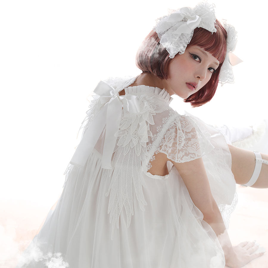 TWIN VEIL CROSS JEWEL HAIR PIN (WHITE)