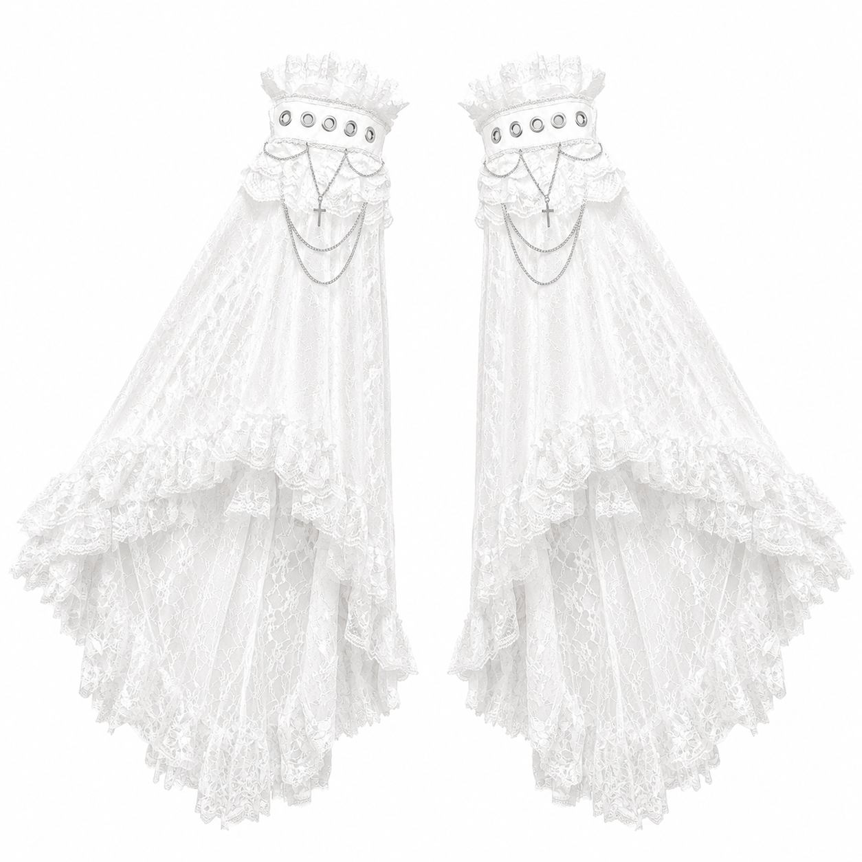 LACE TULLE PRINCESS SLEEVE ARM VEIL (WHITE)