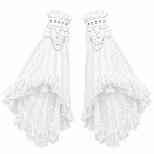 LACE TULLE PRINCESS SLEEVE ARM VEIL (WHITE)