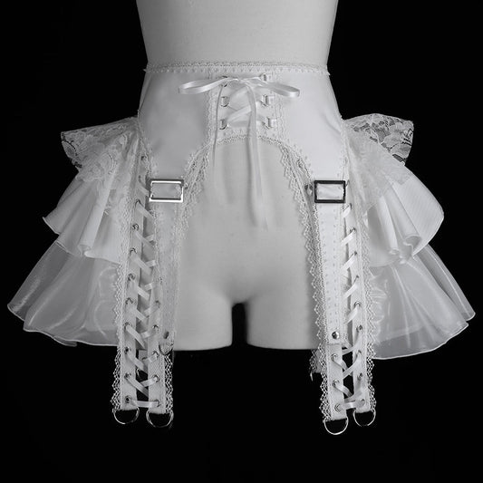 METALLIC GARTAR BELT WAIST HARNESS (WHITE)
