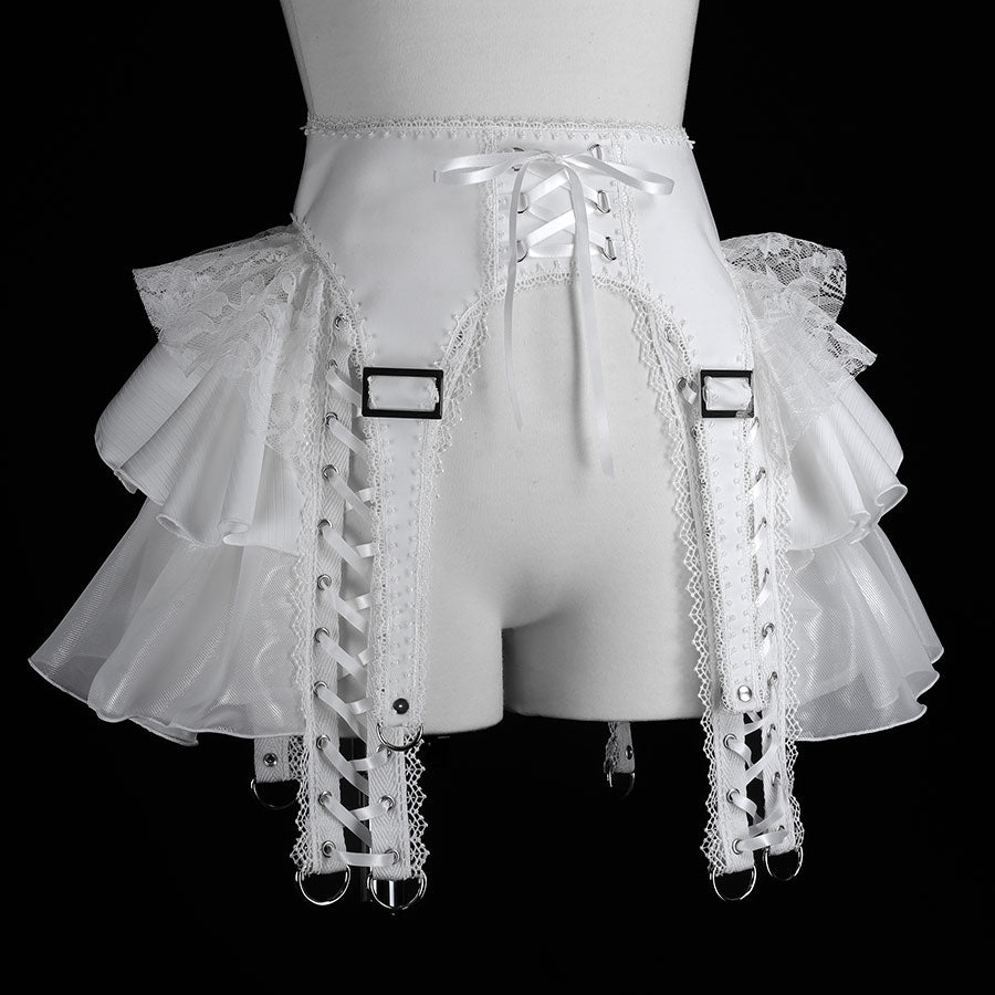 METALLIC GARTAR BELT WAIST HARNESS (WHITE)