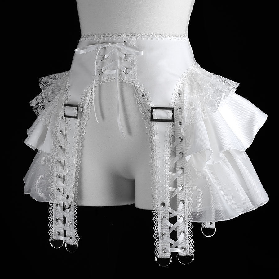 METALLIC GARTAR BELT WAIST HARNESS (WHITE)