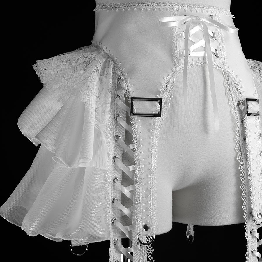 METALLIC GARTAR BELT WAIST HARNESS (WHITE)