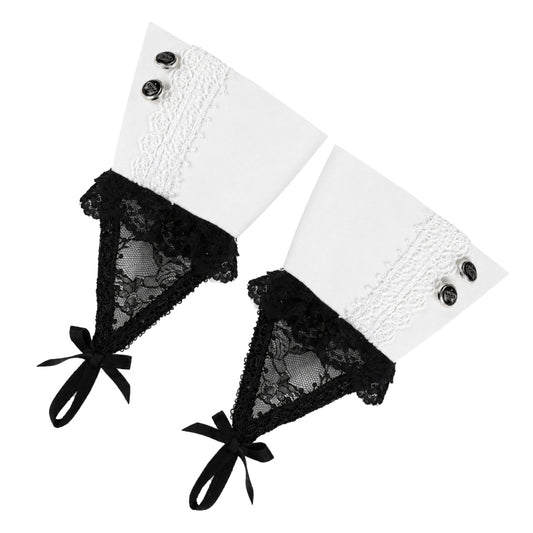 ```json
[
  "BUTTON LACE UP ARM CUFFS (BLACK x WHITE)"
]
```