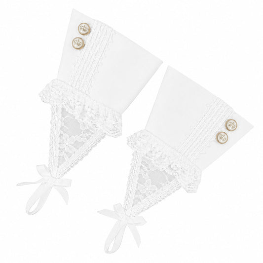 [预售1个月]BUTTON LACE UP ARM CUFFS (WHITE)