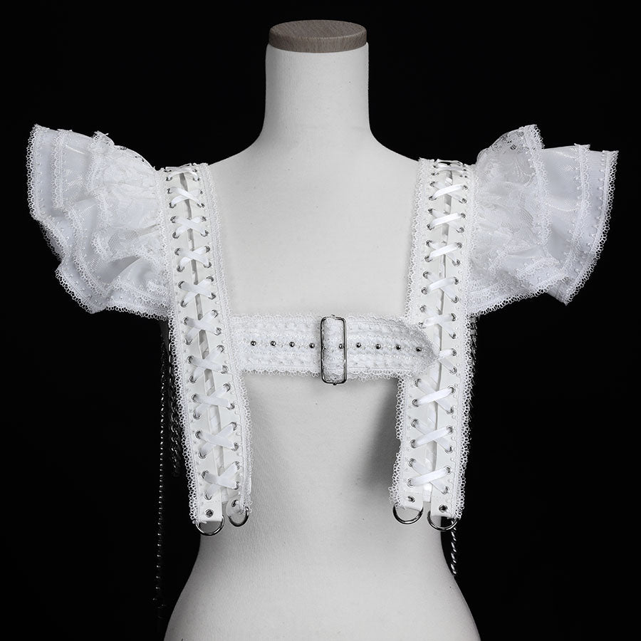 LACE UP CHAIN HARNESS (WHITE)