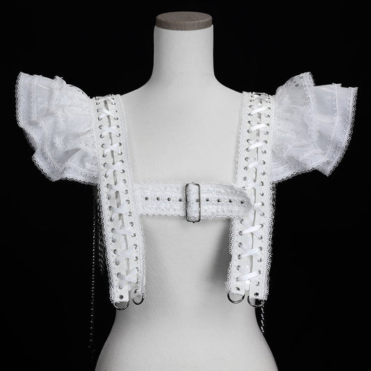 LACE UP CHAIN HARNESS (WHITE)