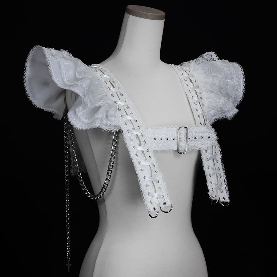 LACE UP CHAIN HARNESS (WHITE)