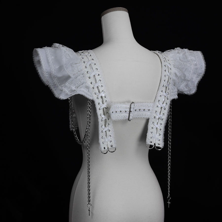 LACE UP CHAIN HARNESS (WHITE)