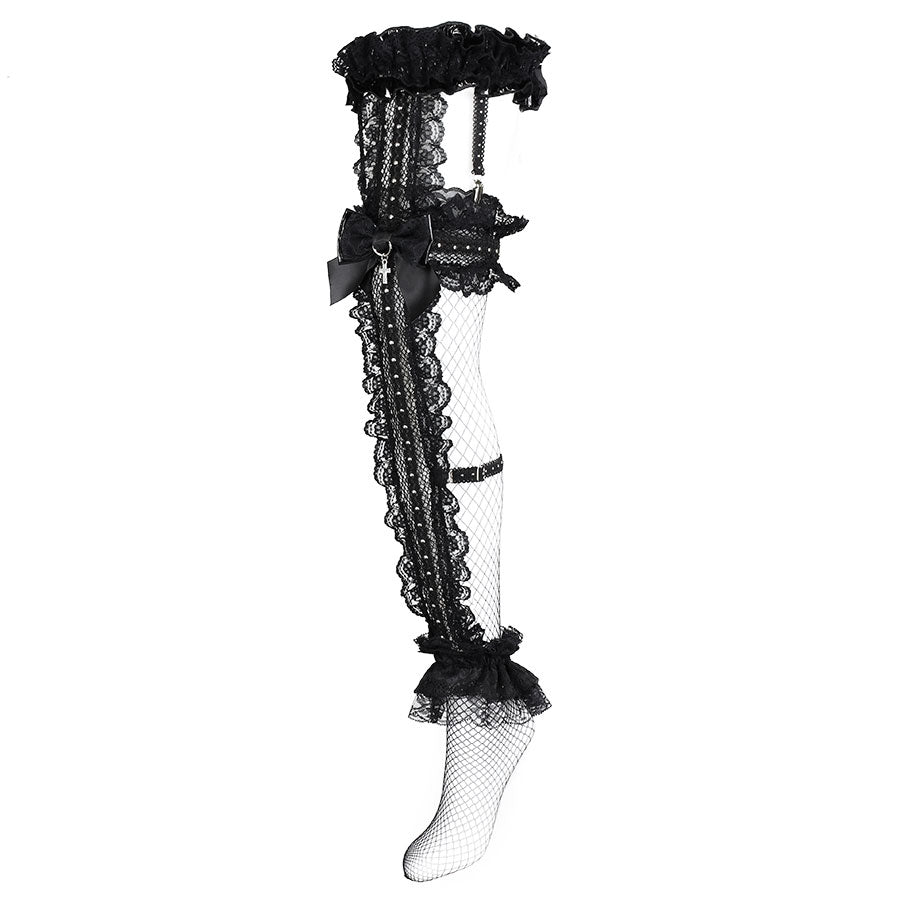 [予約2週間]CROSS FISHNET LEG HARNESS (BLACK)