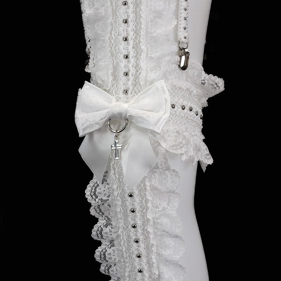 CROSS FISHNET LEG HARNESS (WHITE)
