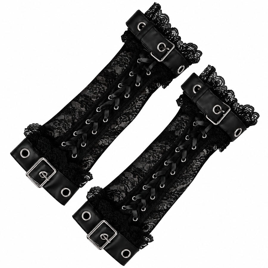 [Reserve 1 Month] DOUBLE BELT LACE UP ARM COVER (BLACK)