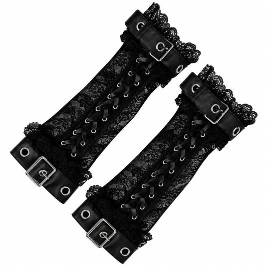 [Reserve 1 Month] DOUBLE BELT LACE UP ARM COVER (BLACK)