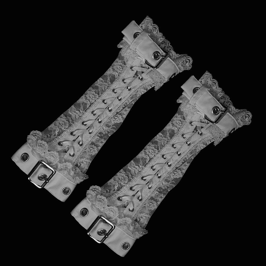 [予約1ヶ月]DOUBLE BELT LACE UP ARM COVER (WHITE)