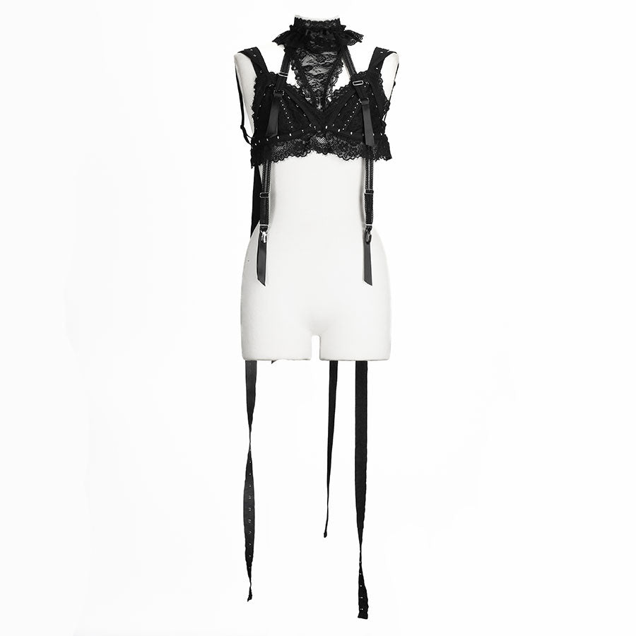 [Limited-time Pre-order - Ships in 1 Month] BRALETTE STUDS TOP HARNESS (BLACK)