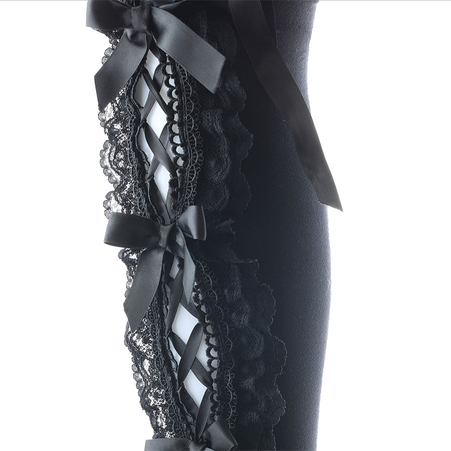 [11月末入荷]MIDNIGHT DOLL LACE UP RIBBON SOCKS  (BLACK)