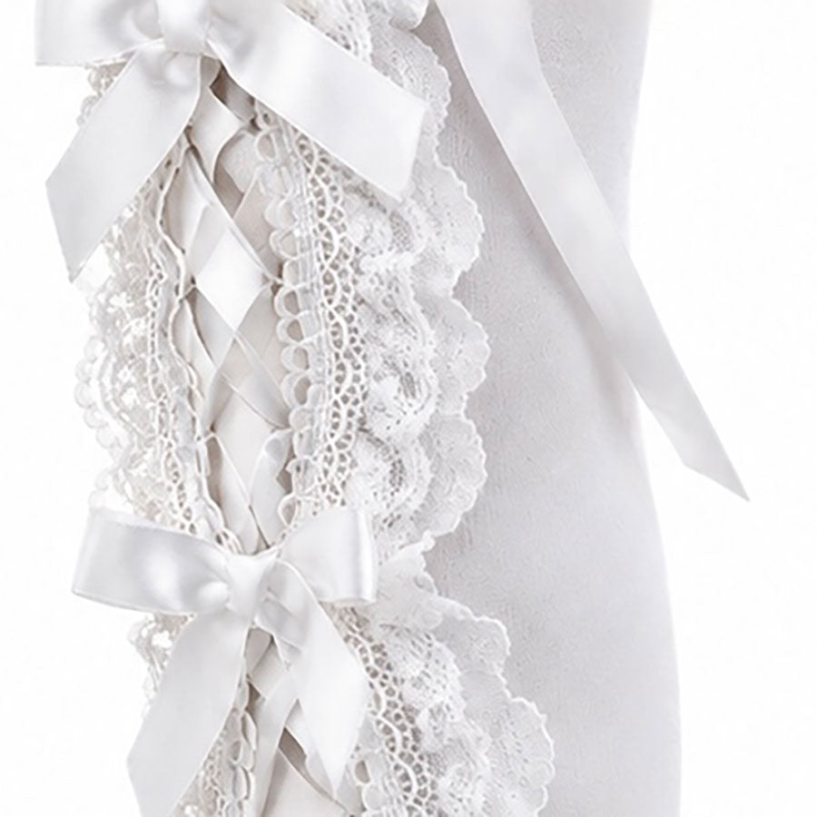 [Restocking end of November] MIDNIGHT DOLL LACE UP RIBBON SOCKS (WHITE)