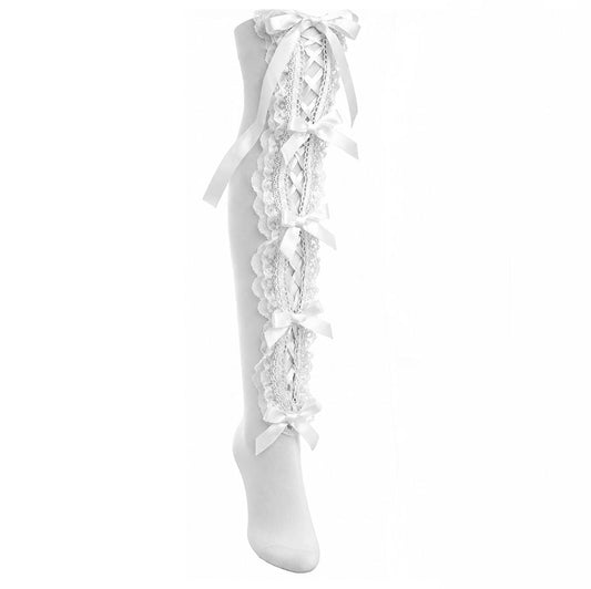 [11月末入荷]MIDNIGHT DOLL LACE UP RIBBON SOCKS  (WHITE)