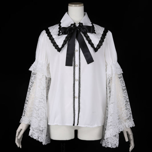 Sailor Lace Collar Blouse (White X Black)