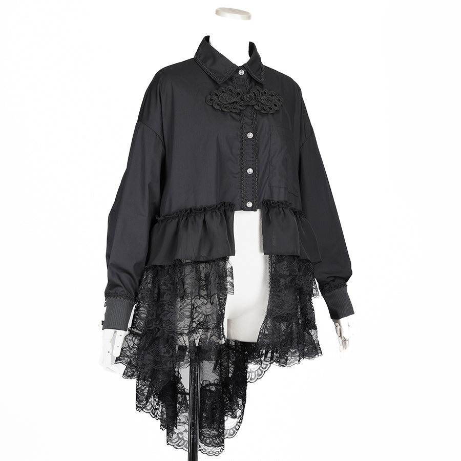 FISH TAIL BUTTON BLOUSE (BLACK)