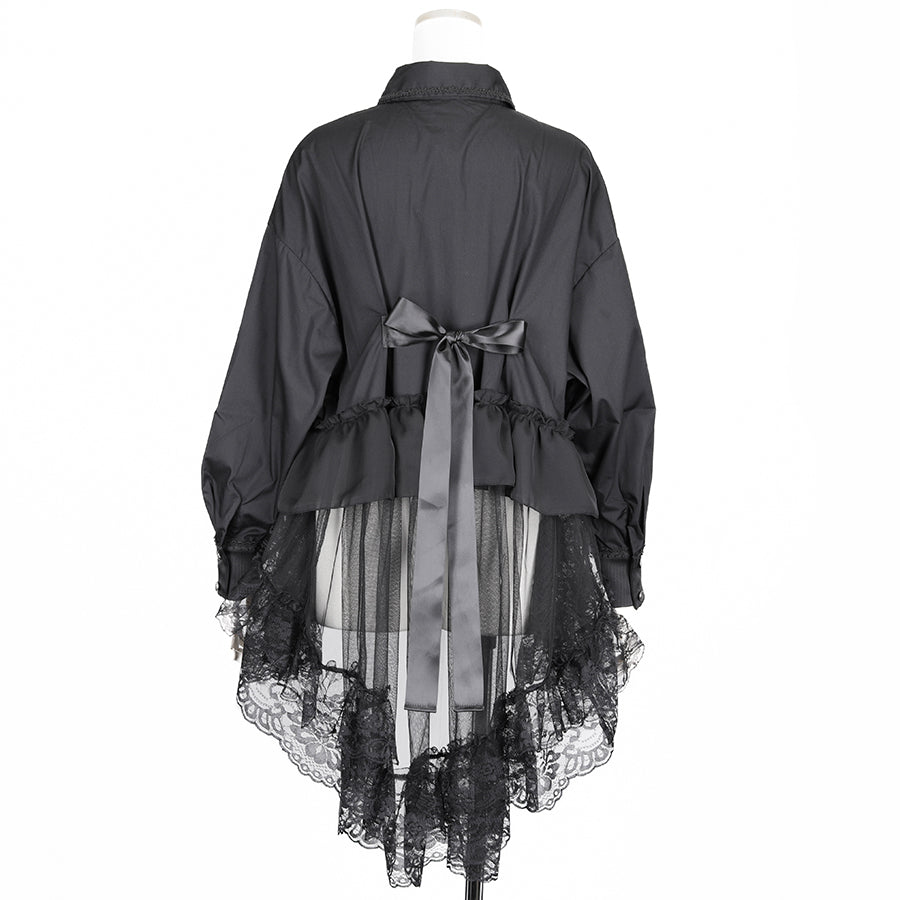 FISH TAIL BUTTON BLOUSE (BLACK)