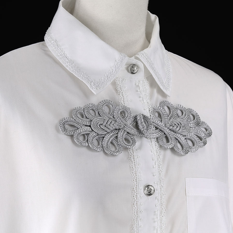 FISH TAIL BUTTON BLOUSE (WHITE)