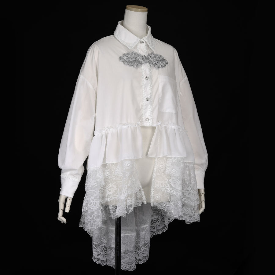 FISH TAIL BUTTON BLOUSE (WHITE)