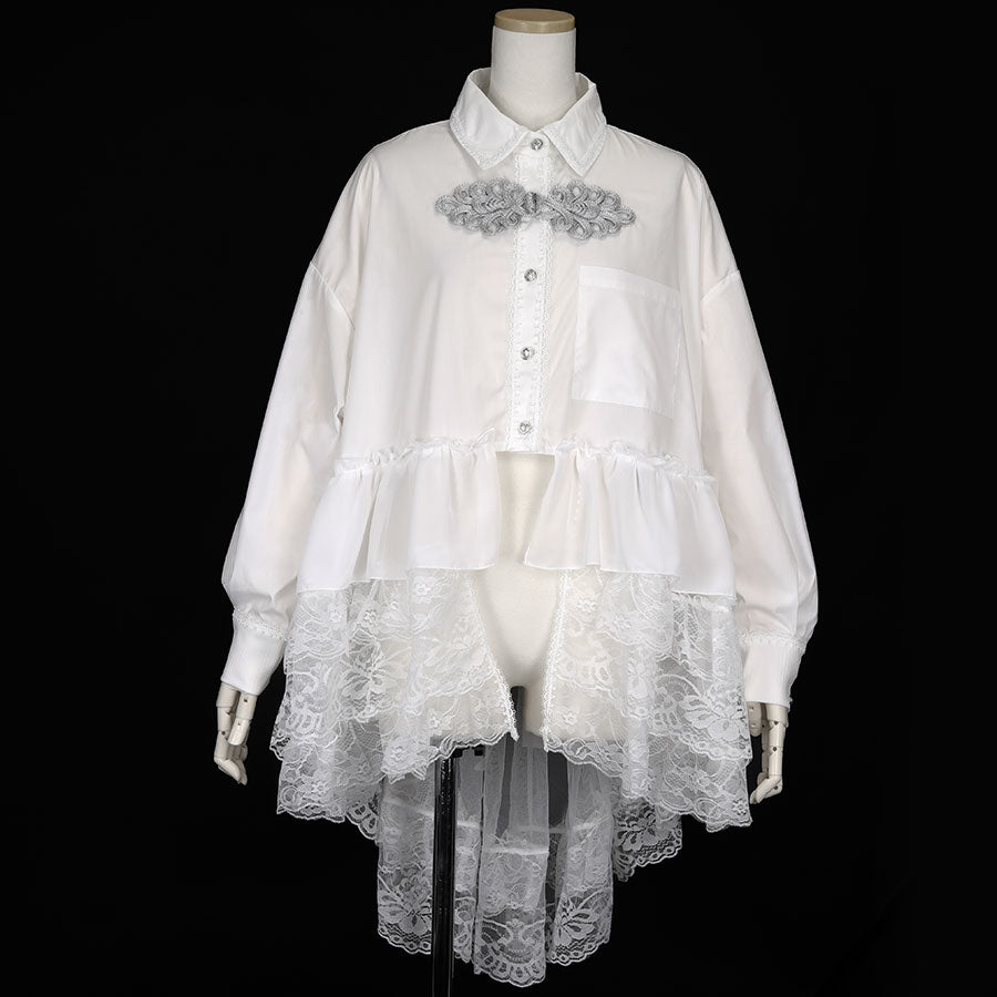 FISH TAIL BUTTON BLOUSE (WHITE)