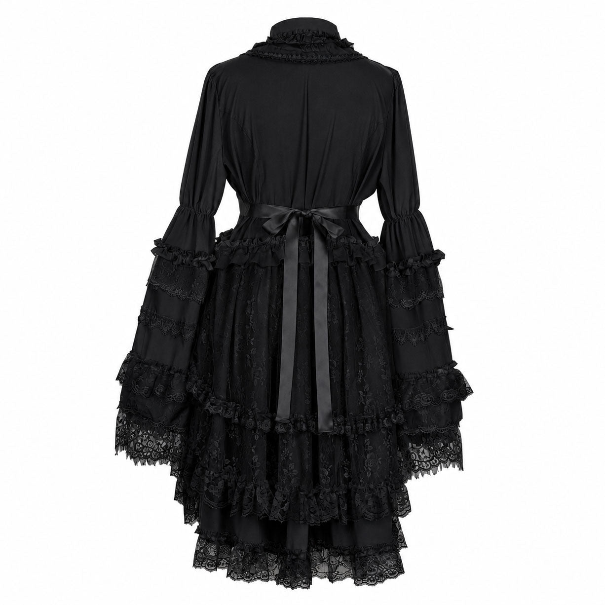 DOUBLE COLLAR FISHTAIL BLOUSE (BLACK)