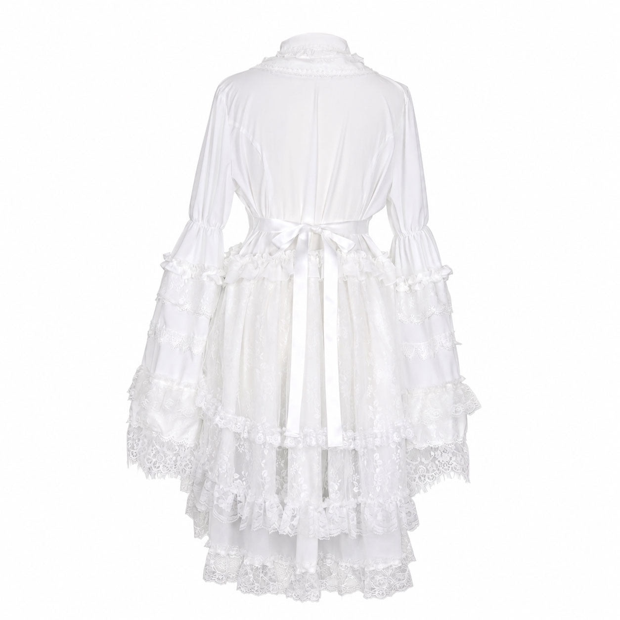 DOUBLE COLLAR FISHTAIL BLOUSE (WHITE)
