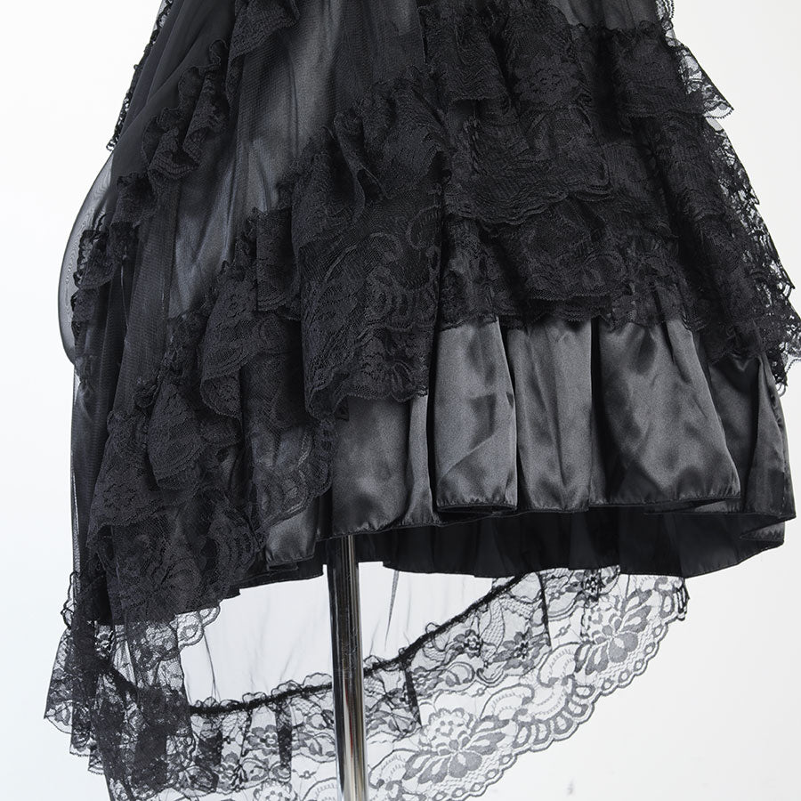 GOTHIC TULLE FISHTAIL DRESS (BLACK x BLACK)