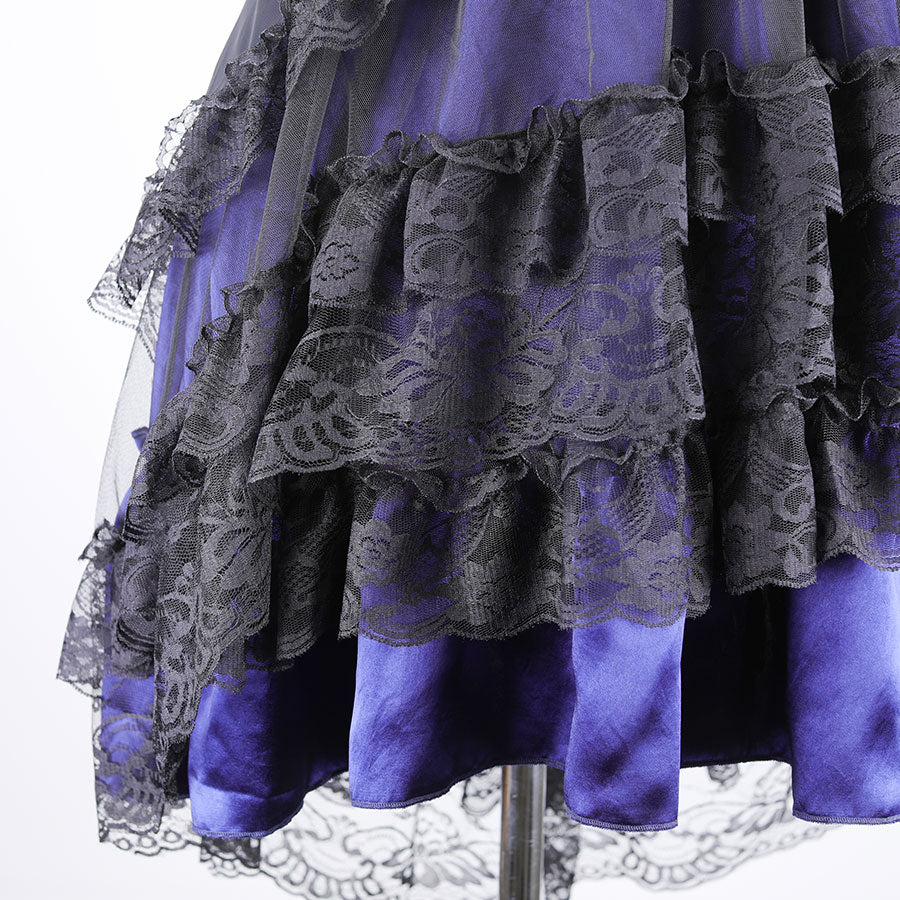 GOTHIC TULLE FISHTAIL DRESS BLACK x BLUE MAJOH