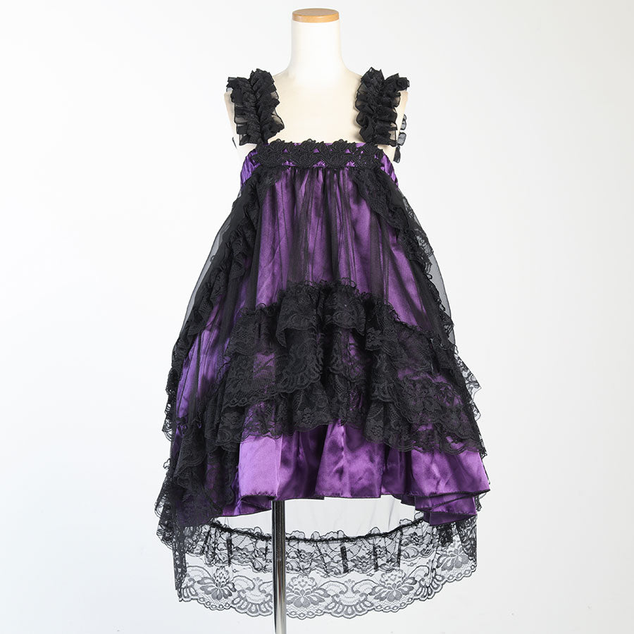 GOTHIC TULLE FISHTAIL DRESS (BLACK x PURPLE)