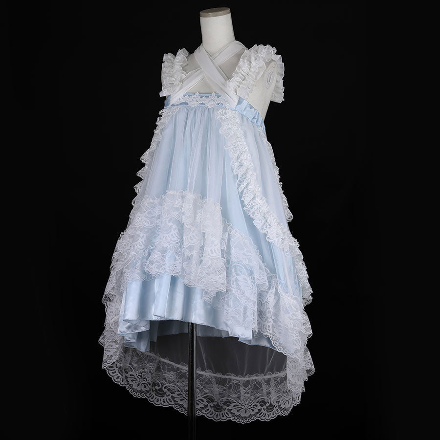 GOTHIC TULLE FISHTAIL DRESS (WHITE x BLUE) MAJOH GOTHIC TULLE FISHTAIL DRESS (WHITE x BLUE) MAJOH