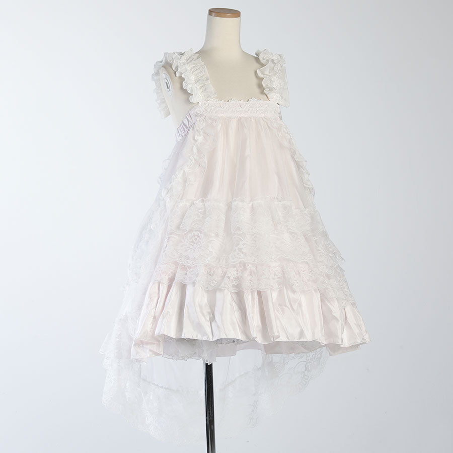 GOTHIC TULLE FISHTAIL DRESS (WHITE x PINK)