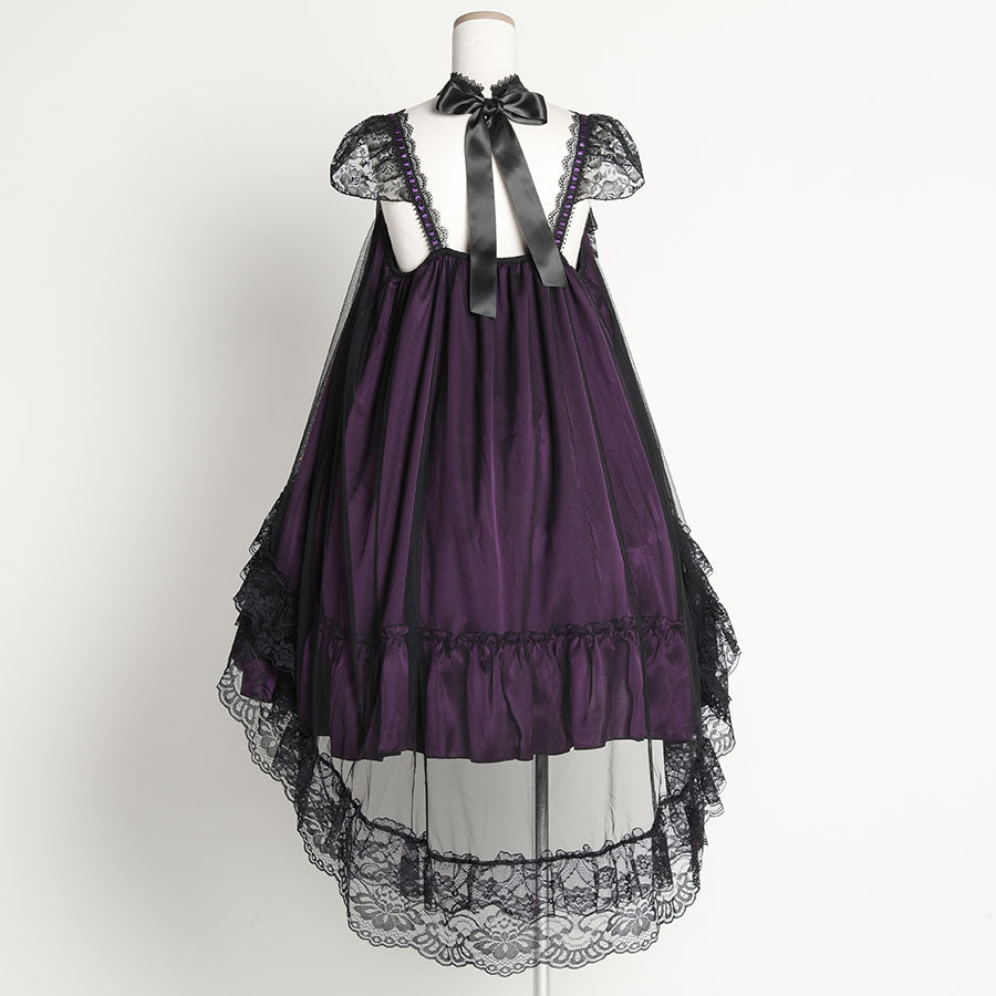 CLASSICAL GOTHIC LACE UP DRESS (BLACK x PURPLE)