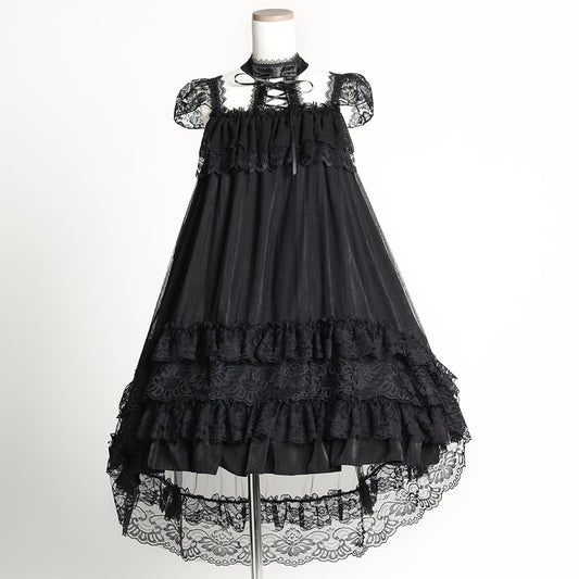 CLASSICAL GOTHIC LACE UP DRESS (BLACK)