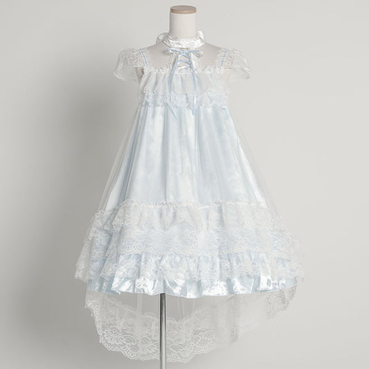 古典哥特式蕾丝连衣裙（白色X蓝色）