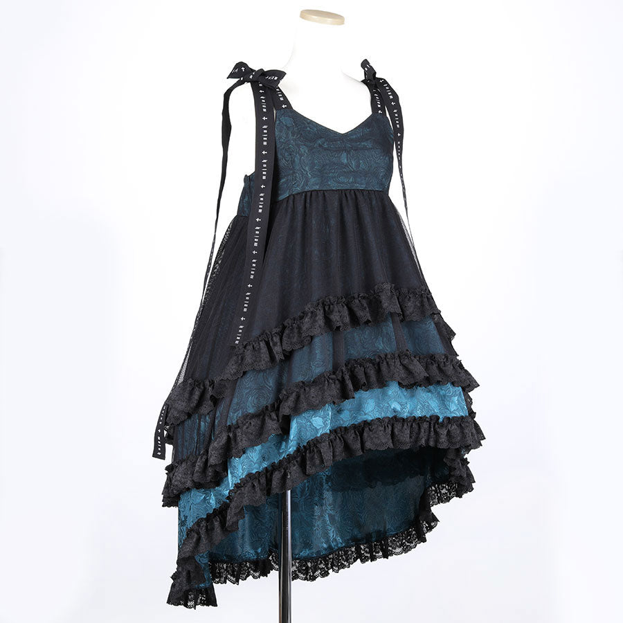 MAJESTIC BABY DOLL DRESS (BLACK x GREEN) MAJOH MAJESTIC BABY DOLL DRESS (BLACK x GREEN) MAJOH