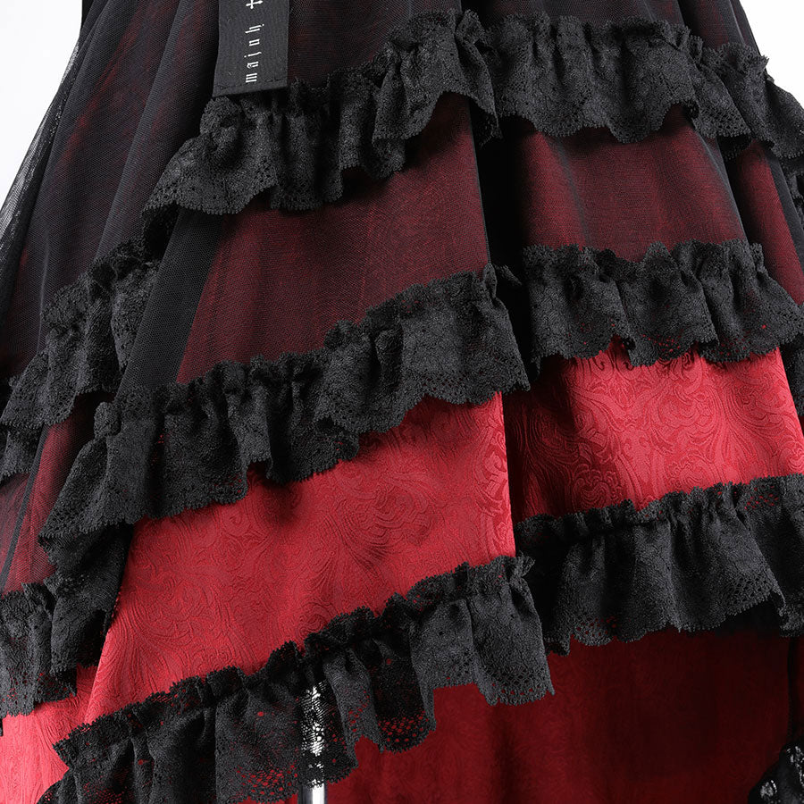 MAJESTIC BABY DOLL DRESS (BLACK x RED)