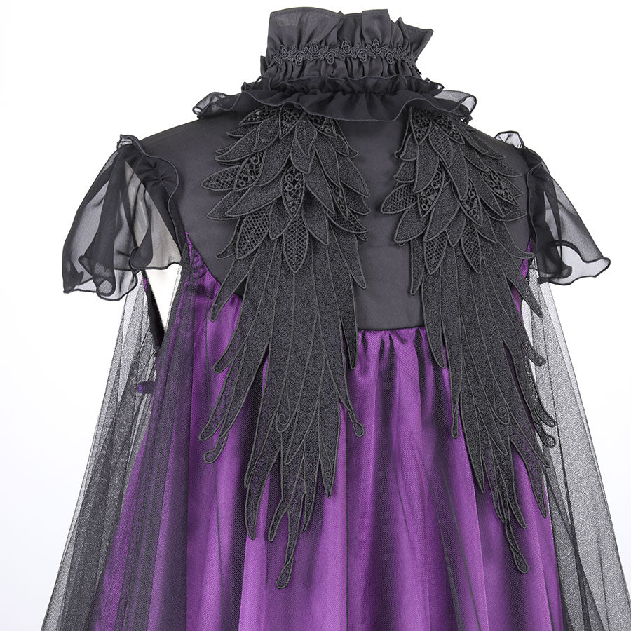 带蕾丝天使翼连衣裙（黑色X紫色）