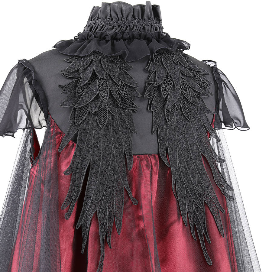 LACE-UP ANGEL WING DRESS (BLACK x RED)