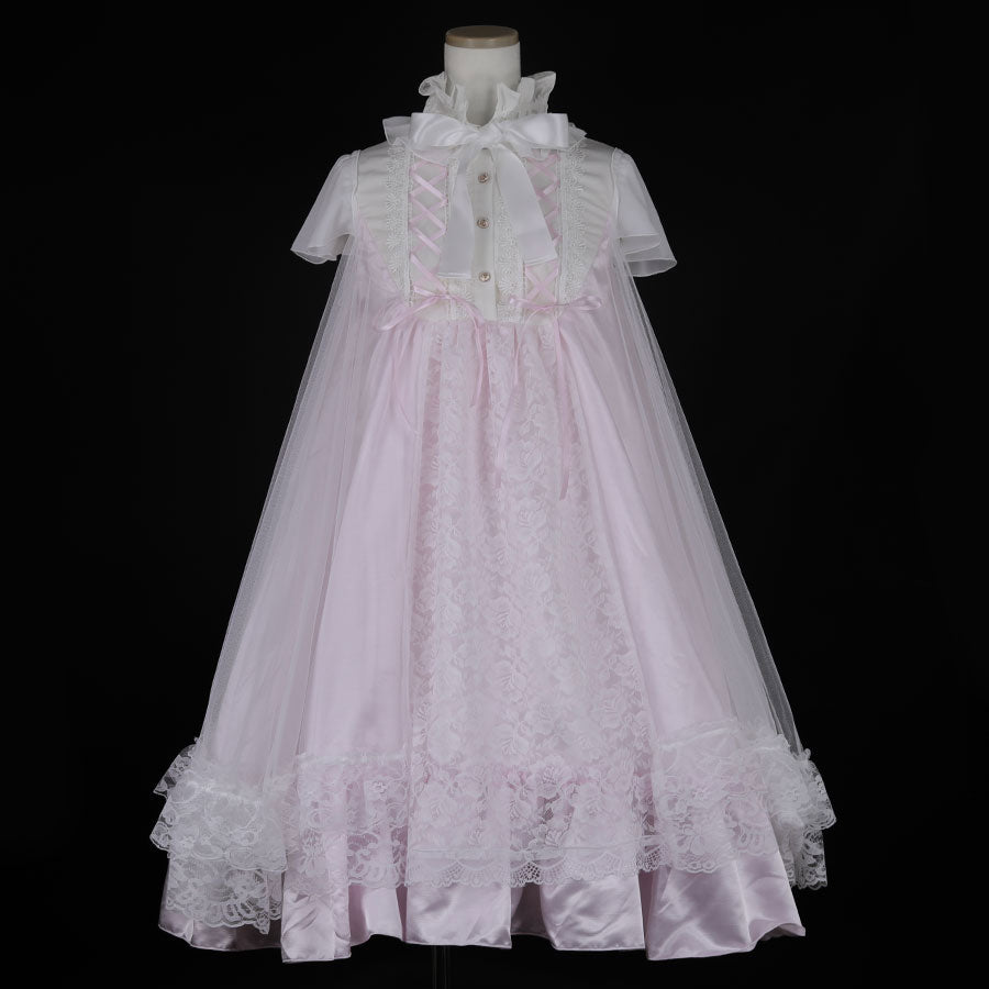 LACE-UP ANGEL WING DRESS (WHITE x PINK)