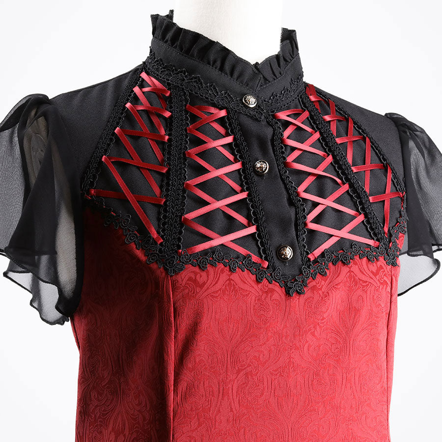 LACE UP WEB FISHTAIL ONE PIECE (RED x BLACK)