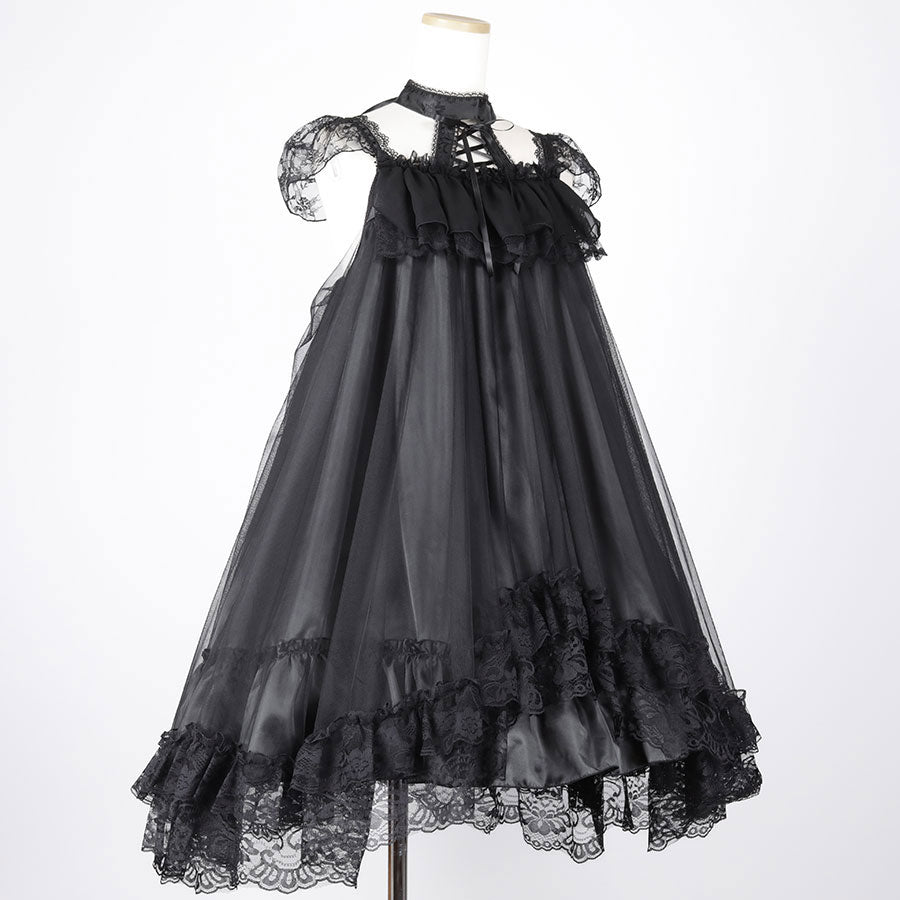 LACE UP BABY DOLL DRESS (BLACK)