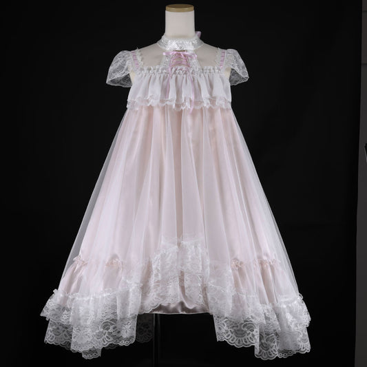 LACE UP BABY DOLL DRESS (PINK x WHITE)