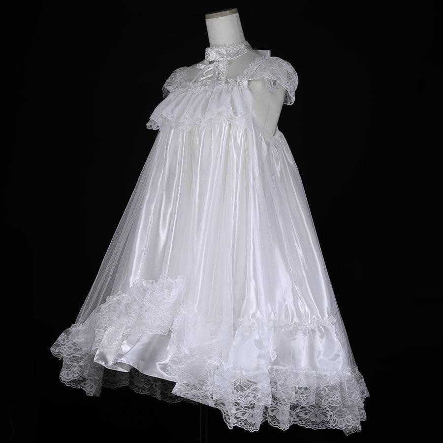 LACE UP BABY DOLL DRESS (WHITE)